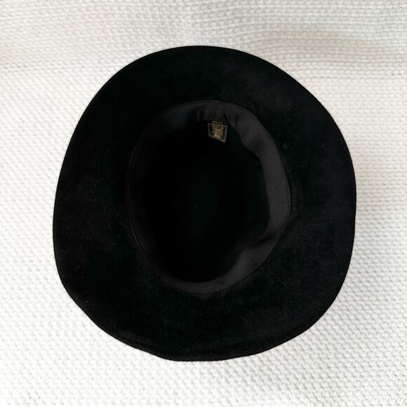Helen Kaminski Australia Black Rabbit Fur Felt Ribbon Trim Fedora Classic Hat OS main image 5